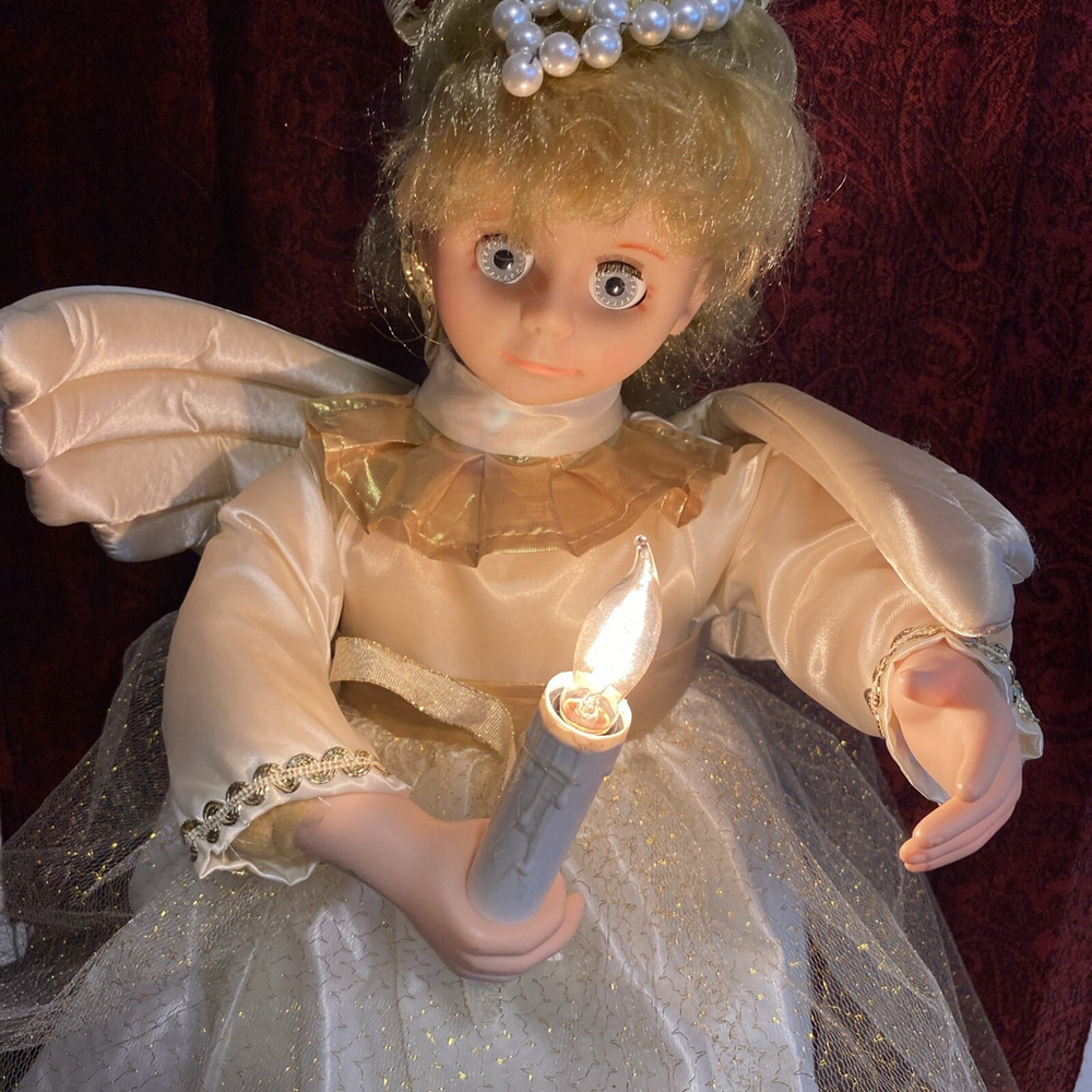 Vintage Christmas Angel Motionette Doll Tangs 24 in.